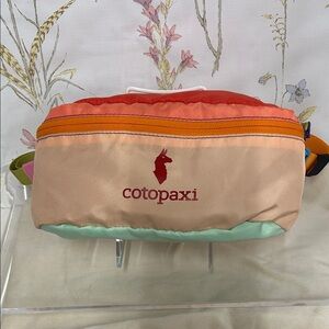 Cotopaxi Del Día Colorblock Waist Pack — Peach, Coral & Mint